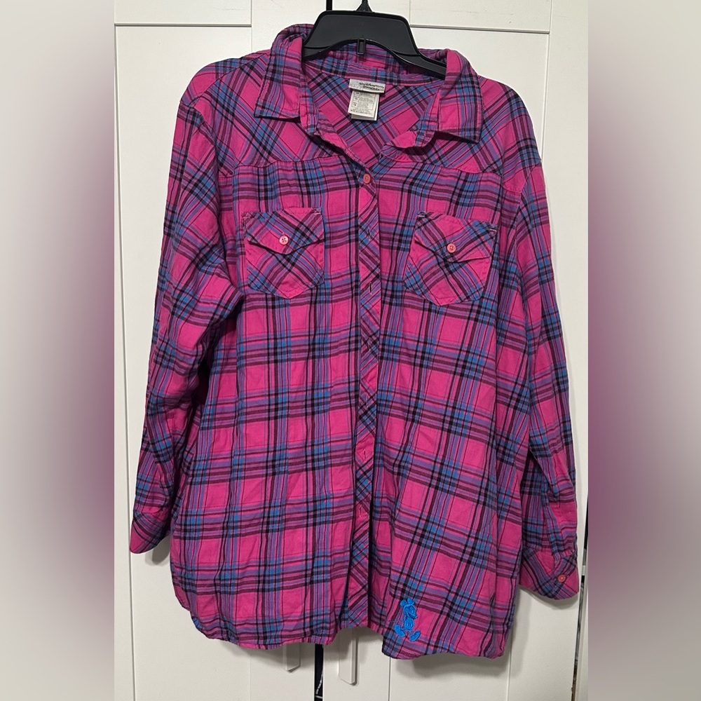 Disney Pink and Blue Plaid Fabric